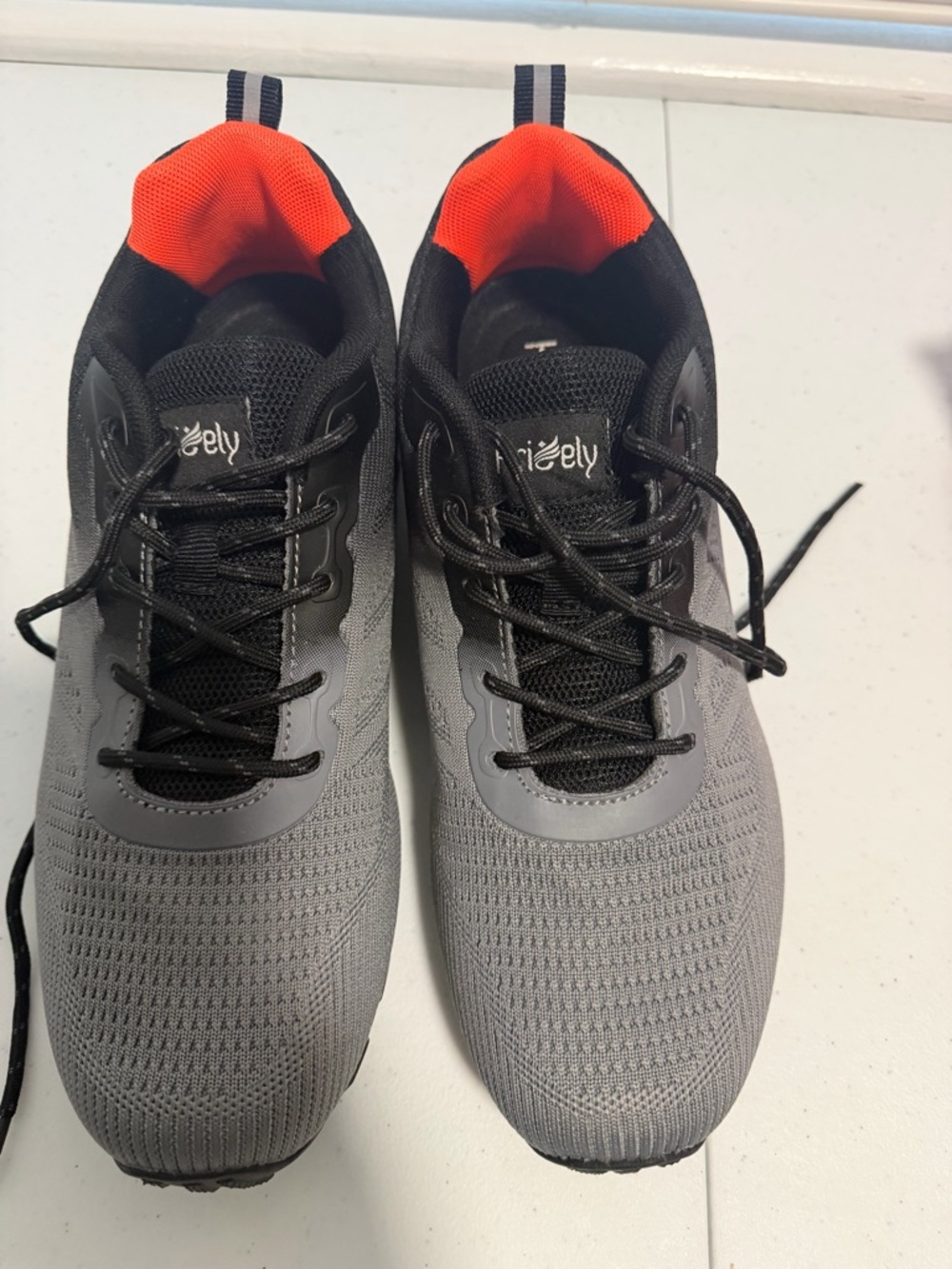 Kricely Trail Shoes — Black with Bright Orange Tongue